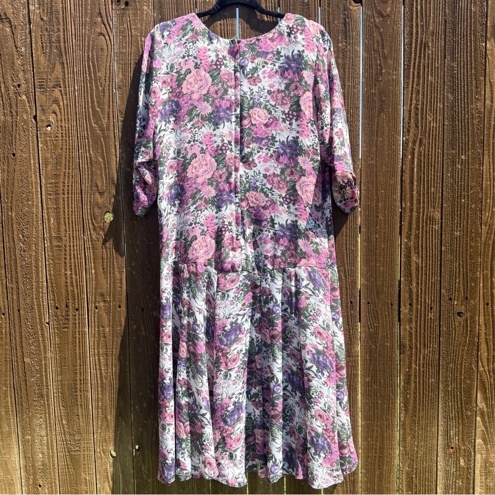 Vintage Willi of California Floral Midi Dress | Size 12 | Cottagecore Vibes 🌿🌸 - Picture 2 of 5